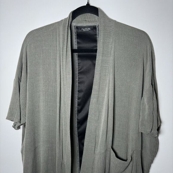 Nor Denmark Tunic Cardigan Womens Size 3 Large Sage Green Gauzy Artsy Lagenlook - Picture 2 of 12